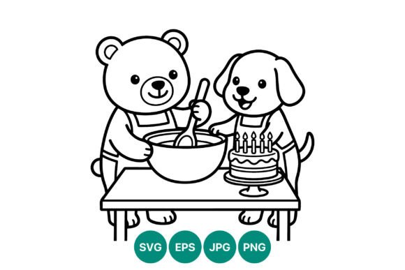 Bear and Dog Baking Birthday Cake Embroidery Design Review
