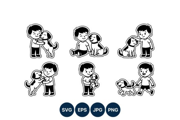 Boy Playing with Dog Vector Art Review