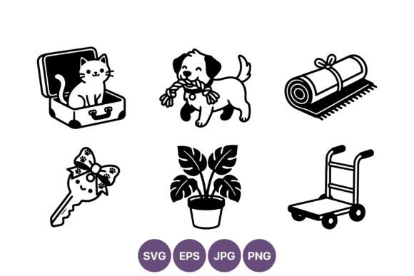 Cat Dog Plant Key Icons Set Review