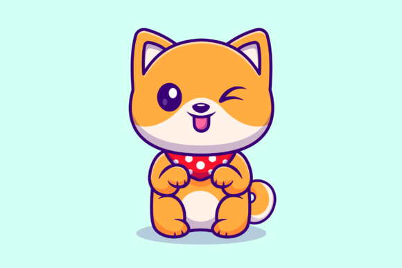 Cute Baby Shiba Inu Dog Sitting Cartoon Review