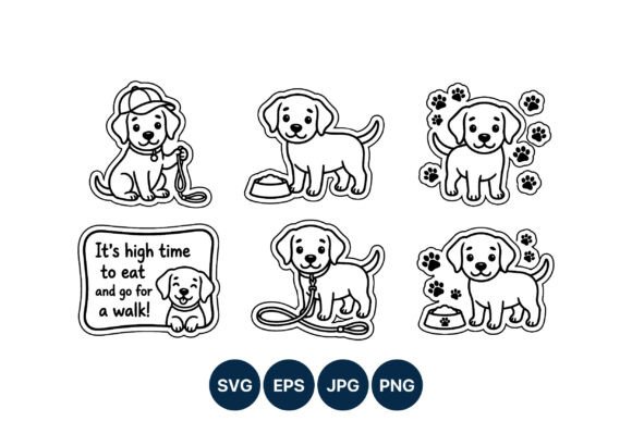 Cute Black White Puppy Dog Vector Art Review