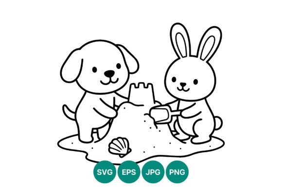 Cute Dog and Rabbit Build Sandcastle Embroidery Review