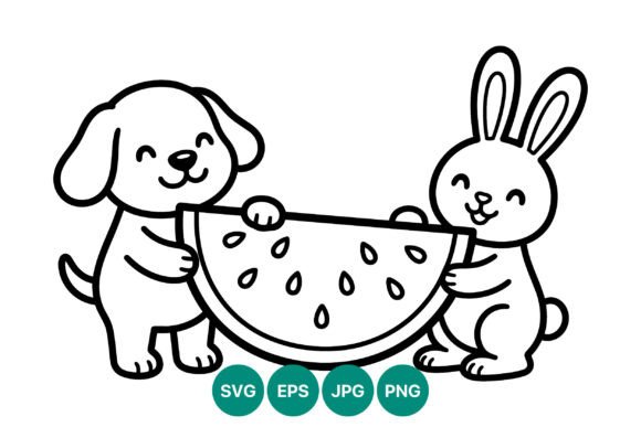 Cute Dog and Rabbit Holding Watermelon Embroidery Design Review