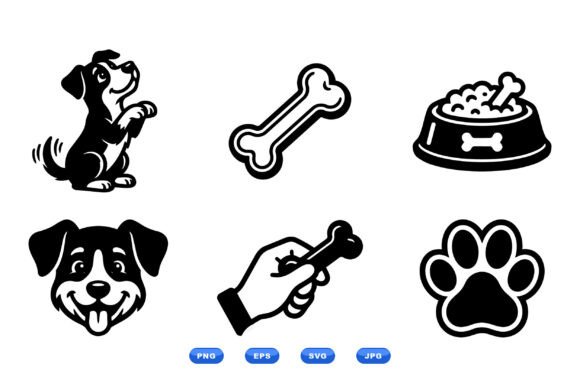 Cute Dog Icon Clipart Set