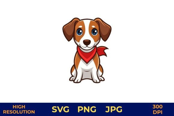 Cute Dog with Bandana Vector Art Review