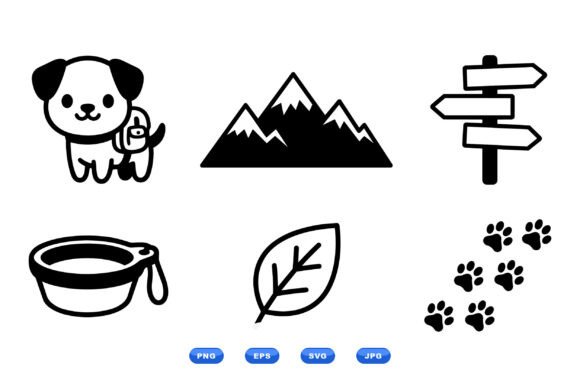 Cute Hiking Dog Icons Pack