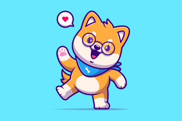Cute Shiba Inu Dog Wearing Scarf Cartoon Review