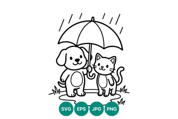 Dog and Cat Sharing Umbrella Vector Review