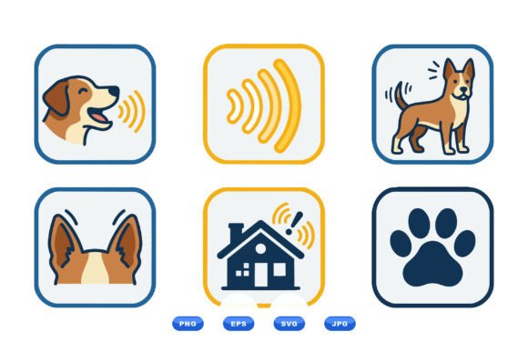 Dog Bark Alert Icon Set