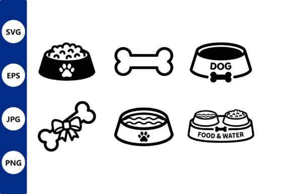Dog Bowl Icon Line Art Set Review