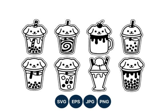 Dog Bubble Tea and Ice Cream Vector Art Review