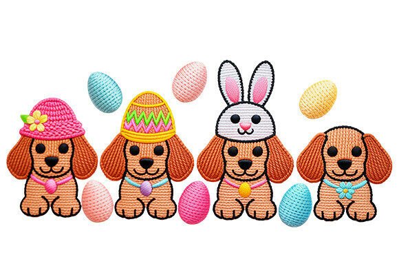 Easter Dachshund PNG for Embroidery Projects