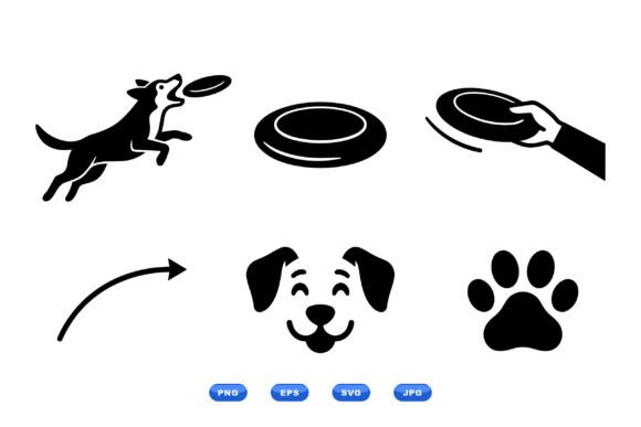 Frisbee Dog Icon Collection