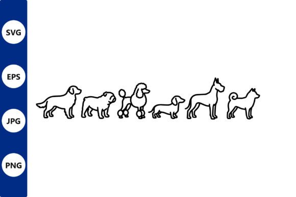 Line Art Dog Lineup Vector Review for Embroidery Projects