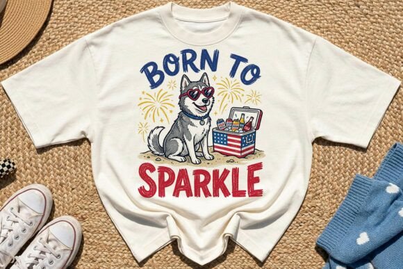 Patriotic Summer Siberian Husky Dog PNG