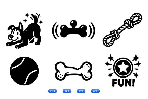 Playful Dog Toy Clipart Set