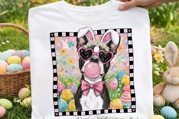 Preppy Easter Boston Terrier Dog Design Review