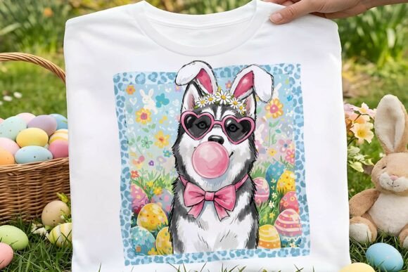 Preppy Easter Siberian Husky Dog Design Review