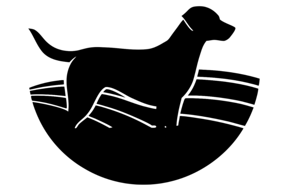 Silhouette of a Dog Standing in a Curved