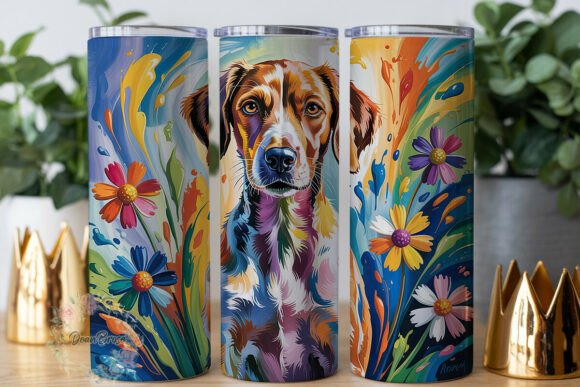 Vibrant Painted Dog Floral Tumbler Wrap Design Review